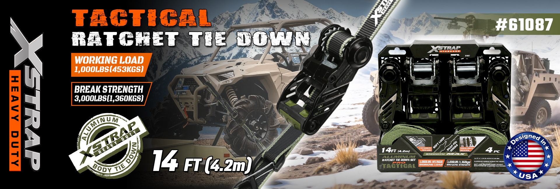 Xstrap 61087 Correias de amarração de catraca tática de 1,25