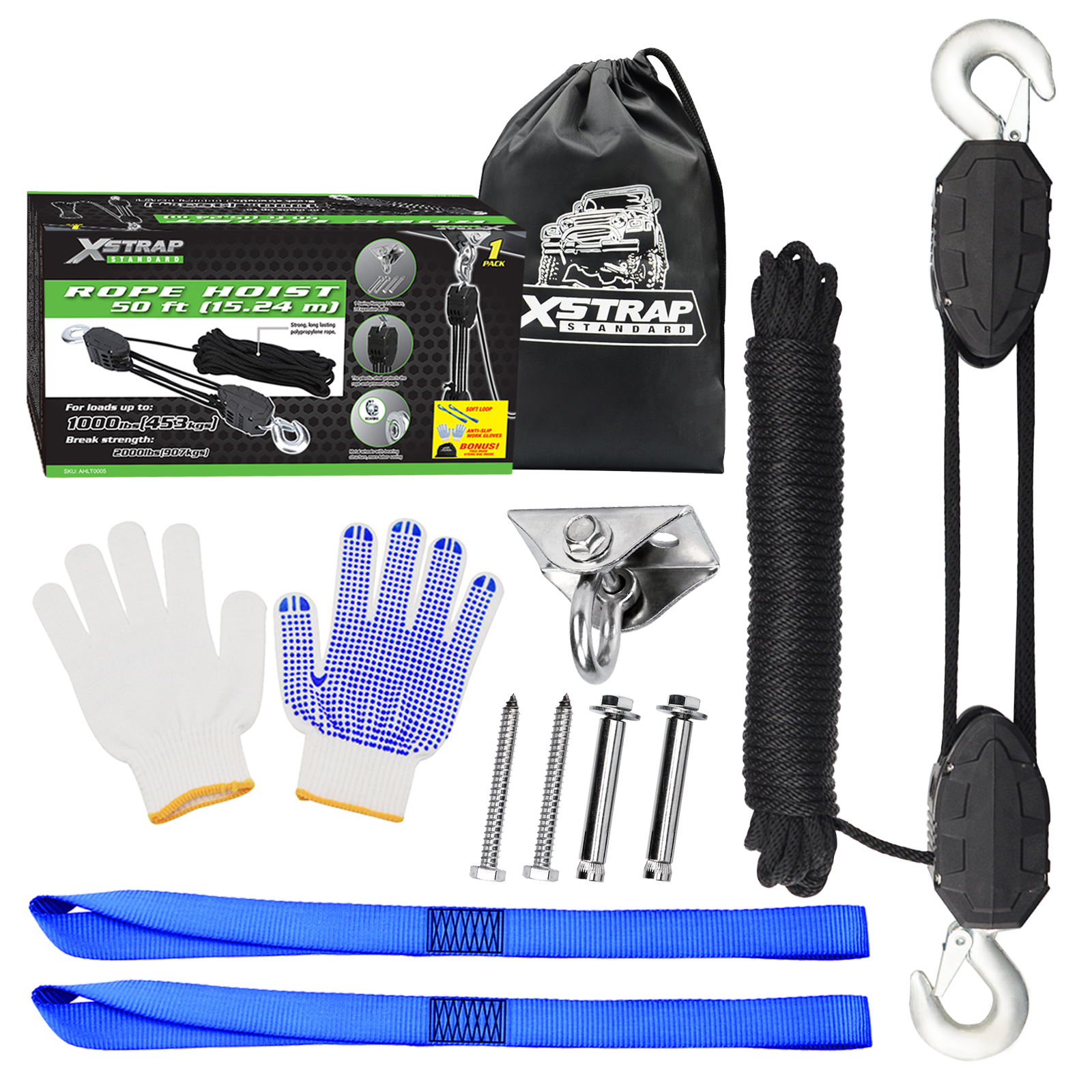 Xstrap AHLT0005 Sistema de polia para talha de corda de 50 pés 1000LB