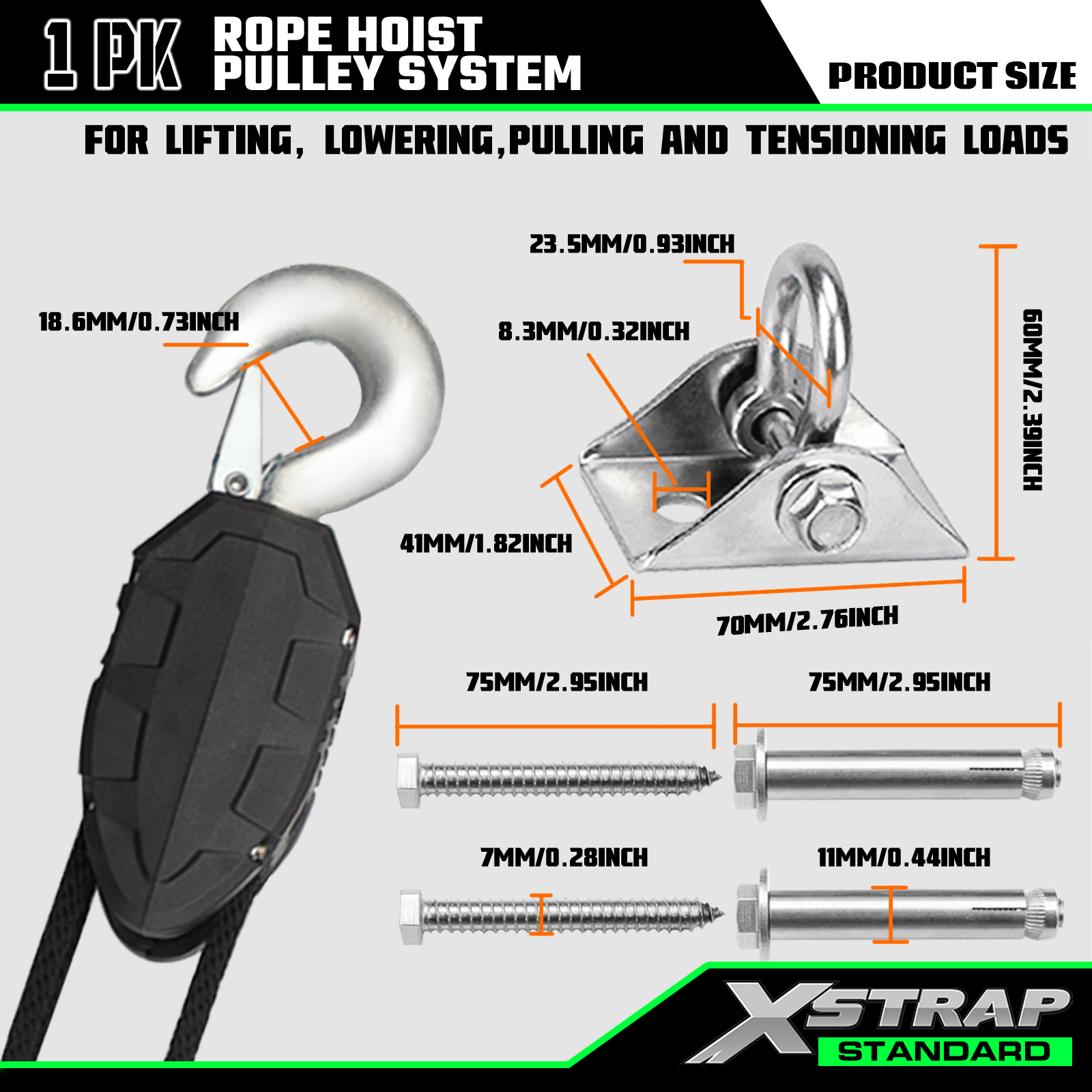 Xstrap AHLT0005 Sistema de polia para talha de corda de 50 pés 1000LB