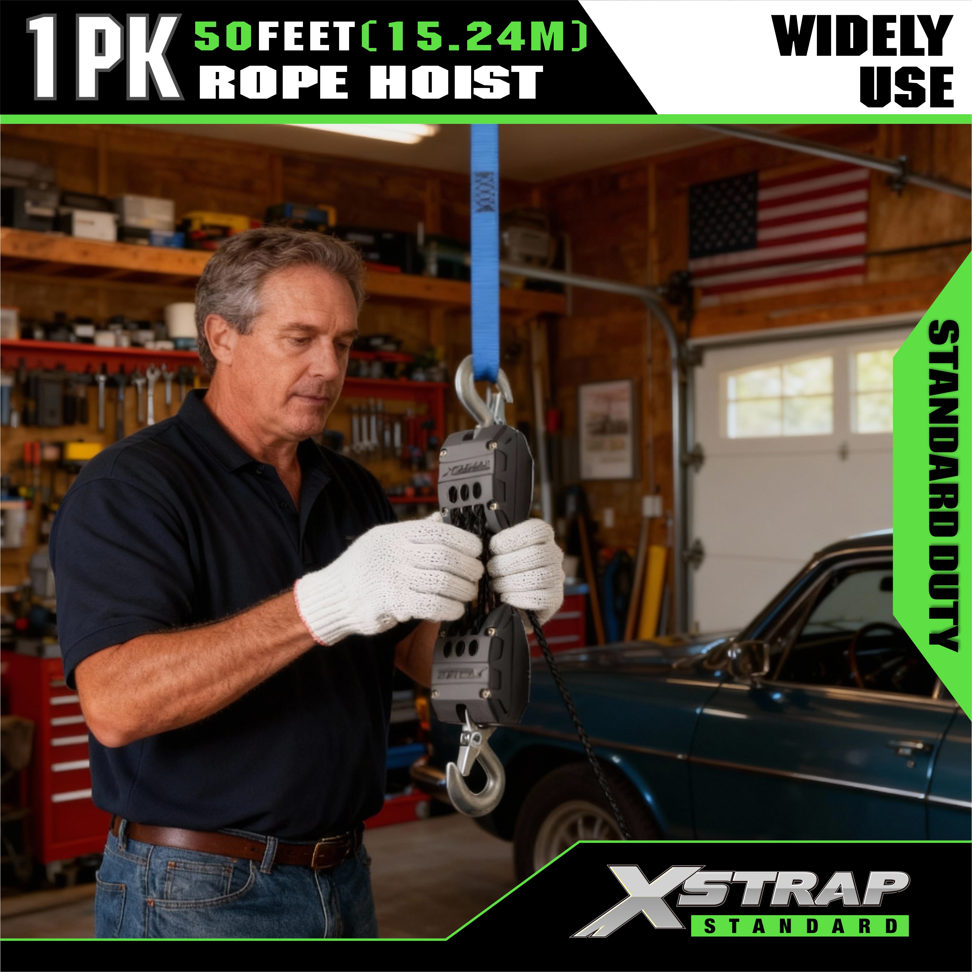 Capacidade branca do sistema 1000LB da polia da grua de corda de XSTRAP AHLT0003