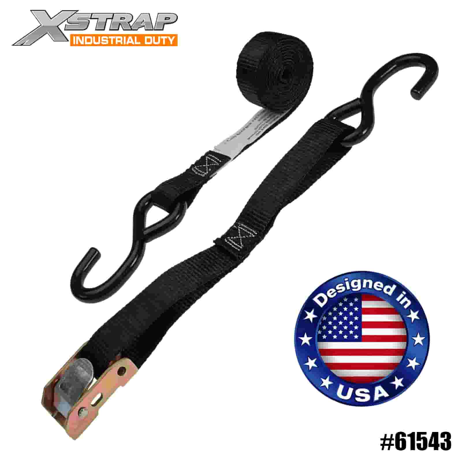 Xstrap 61543 1” x 6’ 4PK ATV e AUV Cam Buckle Strap com S Hooks 400lb SWL