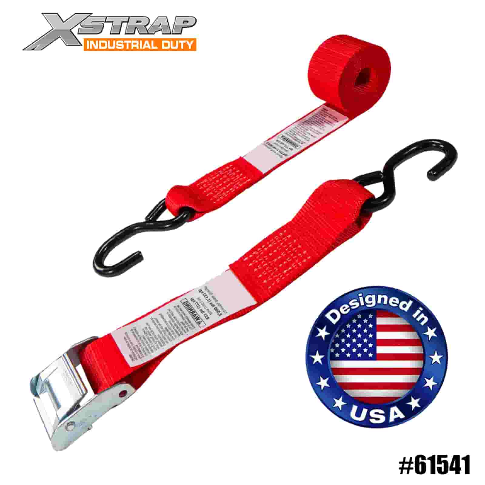 Xstrap 61541 2” x 8’ 4PK Correia de fivela de motocicleta com gancho S 400lb SWL