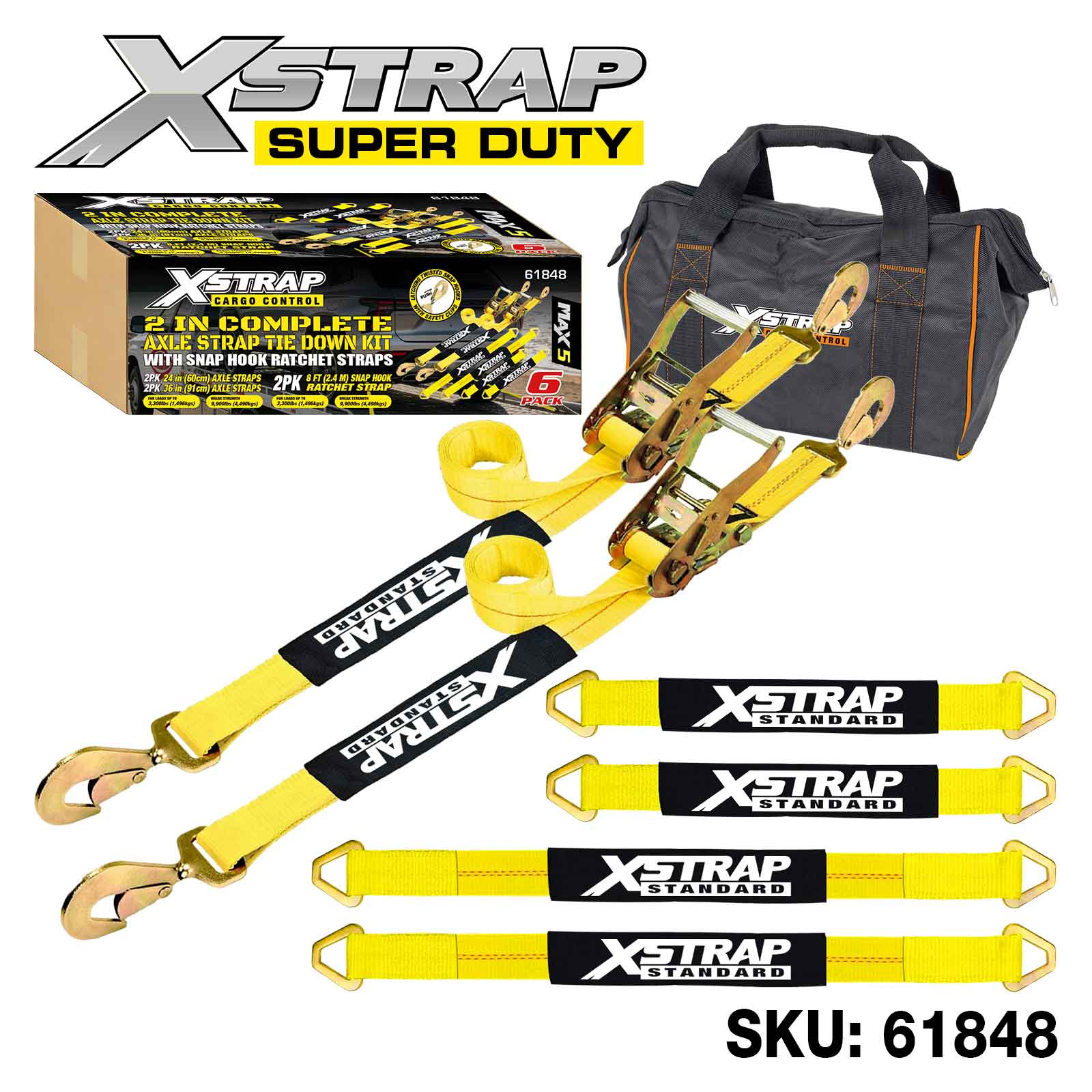 Xstrap 61848 6PK Kit completo de amarração Alex Strap de 2 polegadas 3.300 lb SWL