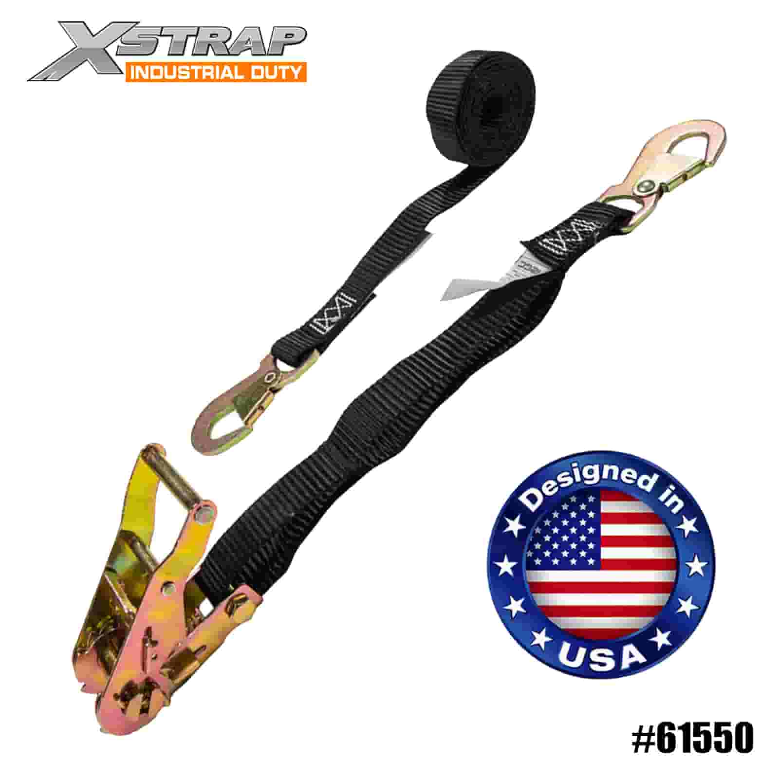 Xstrap 61550 1” x 15’ Correia de catraca ATV e AUV com ganchos de pressão planos 1000lb SWL